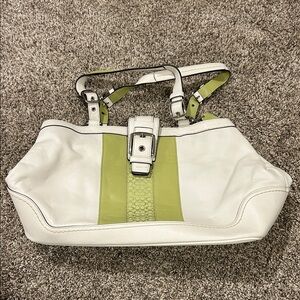 Coach White and Green Shoulder Bag